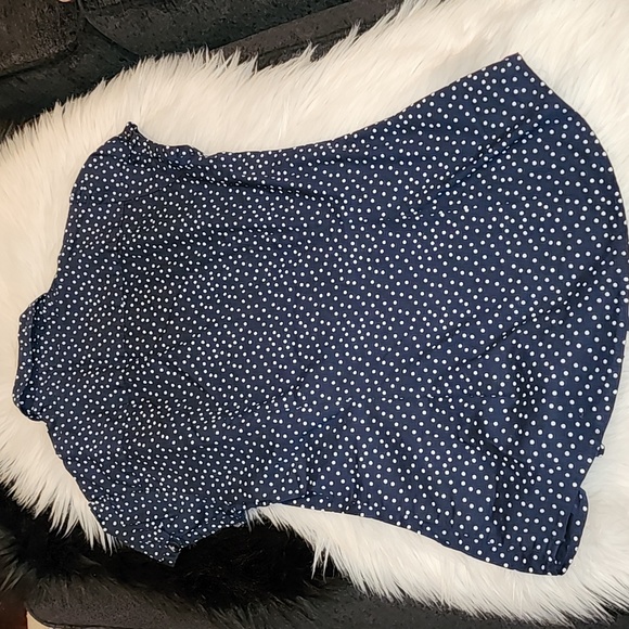Tommy Hilfiger Short Sleeve Tapered Navy Polka Dot Top, Pre-loved in EUC - Picture 6 of 12
